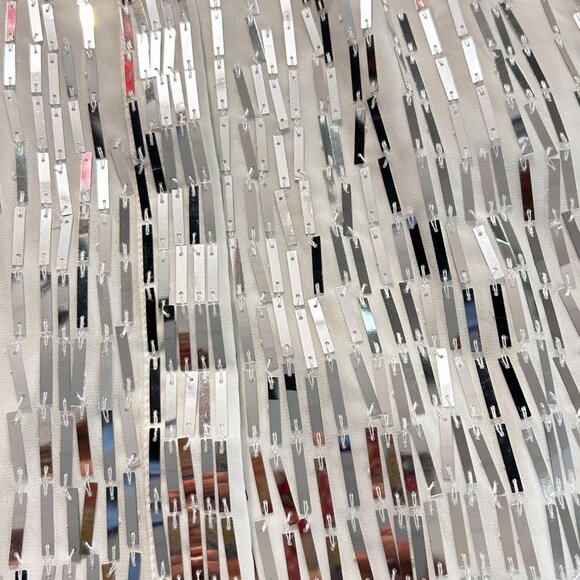 Boston Proper White & Silver Sequin 2 Pc Button-Front Blouse Small NWT - Picture 7 of 8